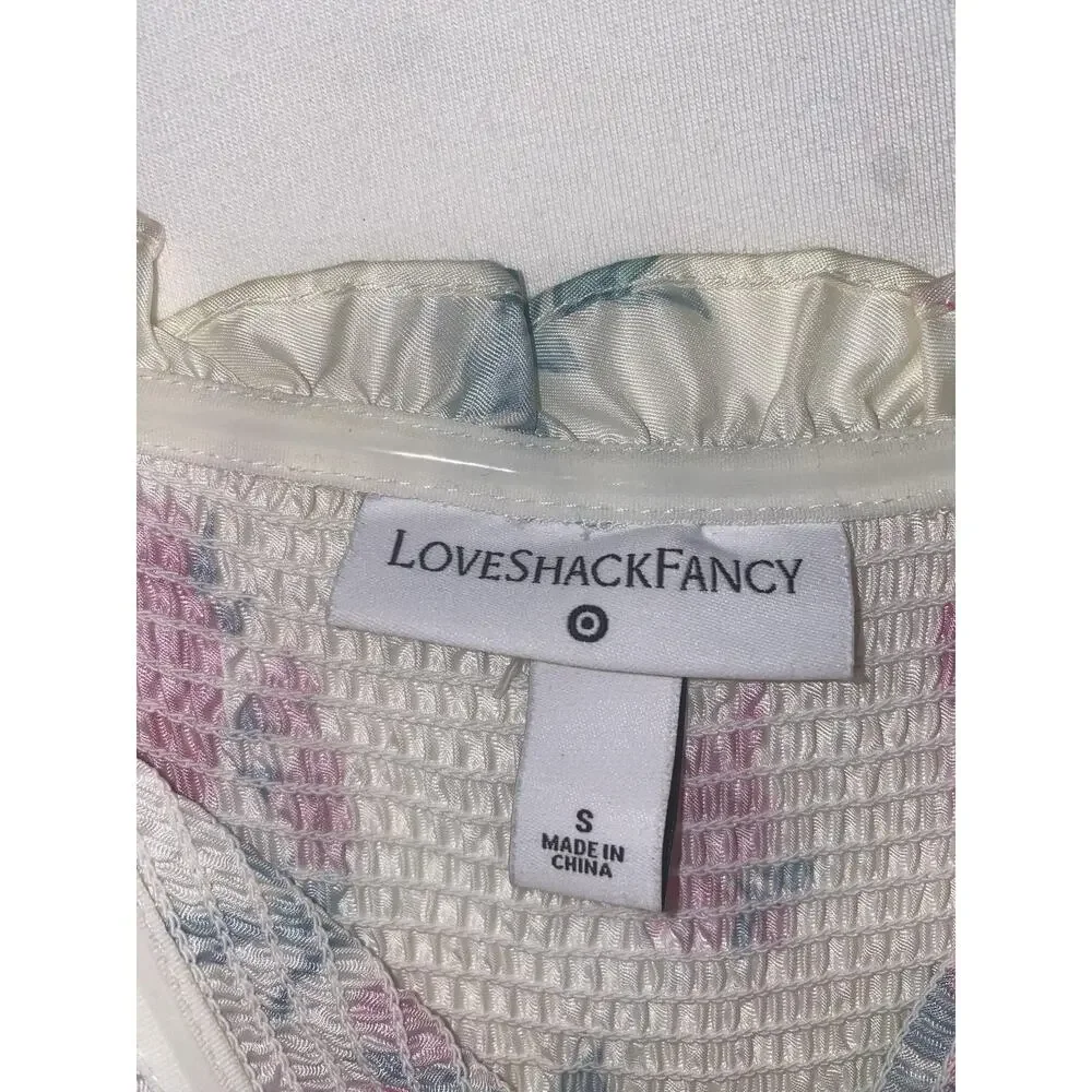 LoveShackFancy Dress Womens Small Multicolor Floral Smocked Tiered Maxi Sundress - Picture 3 of 5